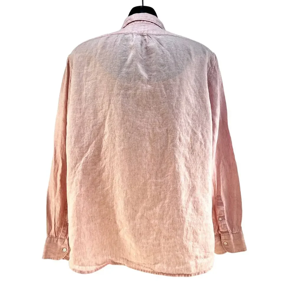 J. Crew Baird McNutt Irish Linen Button Down Shirt Long Sleeves Pink K7897